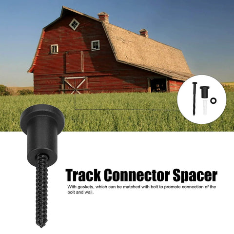 Do It Yourself Ready 1.4 Inch Sliding Barn Door Track Spacer Replacement Kit With Adjustable Carbon Steel Connectors shown installed