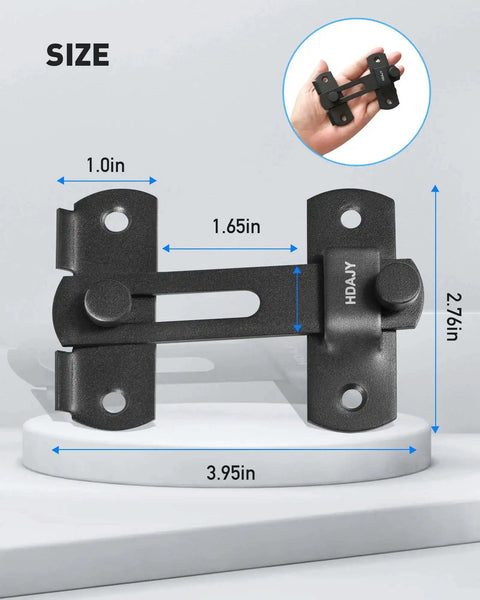 Two Pack Flip Latch Gate Latches For Barn Doors And Wood Fences, Heavy Duty Stainless Steel Safety Locks, size dimensions shown
