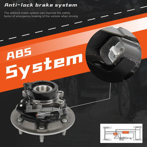 2WD Front Right Wheel Hub And Bearing Assembly For Chevrolet Colorado, GMC Canyon, And Isuzu i280, i290, i370 With ABS And 6 Lug Pattern