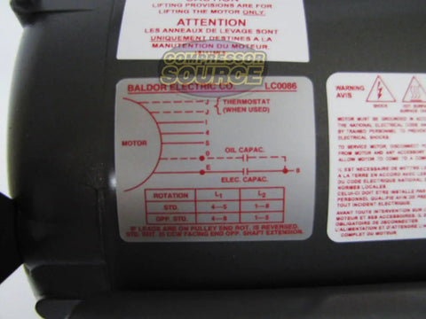 Label on General Purpose Single-Phase AC Motor 10 HP 1725 RPM 230V 60Hz 215T OPSB Enclosure Copper Windings