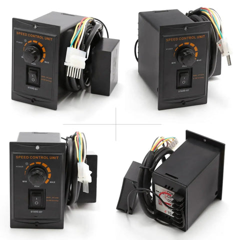 Speed controller unit for Versatile Adjustable Variable Gear Reducer Motor 90W 110V 75RPM with wiring and connectors.