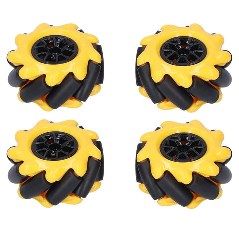 Omni Directional Mecanum Wheel Set 48mm for DIY smart robot car with TT motors, two pairs, durable ABS and rubber wheels.