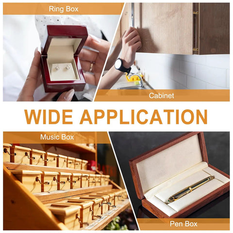 Wide application of brass hidden cylinder hinges 15 x 4 mm invisible concealed cylindrical hinge with 270 degree folding in ring boxes, cabinets, music boxes, and pen boxes.