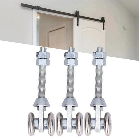 3 Pieces Track Roller Wheels For Sliding Doors With Steel Dual Wheel Trolley Roller For Rail Door Suspension Ideal For Glass Sliding Doors 35mm Diameter Durable Iron Material High Hardness And Wear Resistant For All Door Types