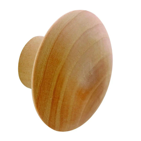 1-3/4 Inch Hardwood Bi-Fold Pull Knob, natural finish, front view, part of Sweet 10-Pack, for solid wood doors, easy install