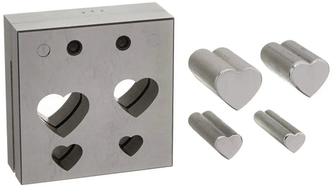 Disc Cutter With Four Heart Punches Set For Crafting And Metalwork, 11-24 mm Hearts, Cuts Soft Metals Up To 20 Gauge, Four Piece Punch Kit