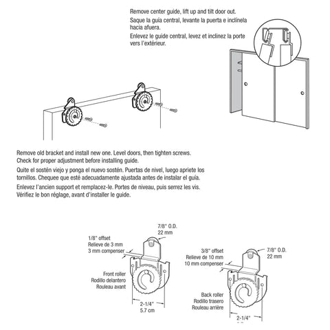 Installation instructions for Sliding Closet Door Roller Kit With Spring Loaded Top Roller Guides N6611 And N6614.