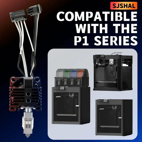 Plug-and-Play Hotend Replacement Kit For P1P And P1S 3D Printer Hardened Steel 0.4mm Nozzle, shown with compatible P1 printers