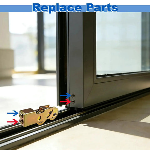 2-Pack 1-1/4 Inch Sliding Door Rollers Replacement with Steel Ball Bearing Tandem Wheels Installed on Door Track
