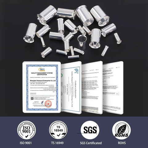 300 Piece Wire Ferrules Kit For 16 To 2/0 AWG Cables Non Insulated Pure Copper Crimp Connectors with certifications displayed