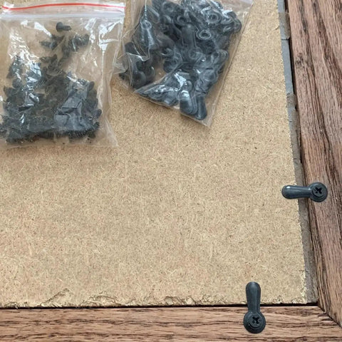 100 Piece Picture Frame Backing Clips With Screws Black Turn Button Fasteners Kit Metal Framing Supplies for easy hanging