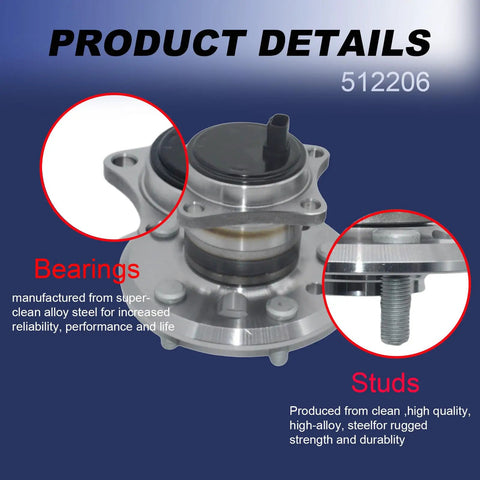Rear Wheel Bearing And Hub Assembly For 2005 To 2012 Toyota Avalon, 2002 To 2011 Camry, 2004 To 2008 Solara, And 2007 To 2012 Lexus ES350 ES300 ES330 Replacement Drop In Ready Durable And Easy Install Wheel Hub Unit product details