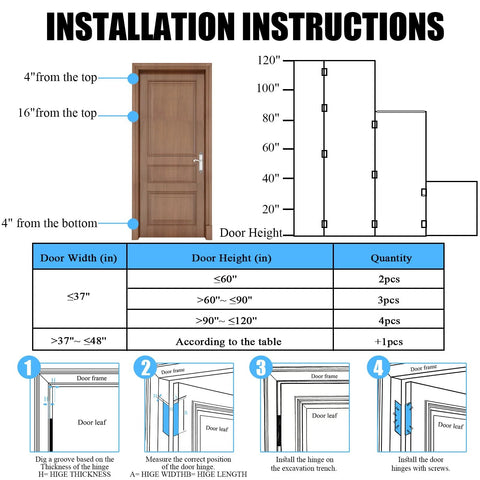 Amazon 3-pack stainless steel non-mortise door hinges, 4x3 in, silver finish for easy installation.