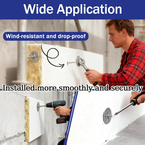 Ranstac foam board fasteners with stainless steel washers for insulation board installation, 300 pcs HS/DP-05