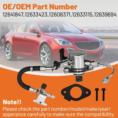 Image of High Pressure Fuel Pump With Fuel Hose Kit For Chevy Equinox 2010 2017 GMC Terrain Buick Regal 2012 2017 2.4L with connectors