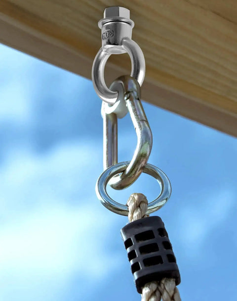 Threaded Eyebolts 10 Pack 3/8 X 2 Inches, 304 stainless steel, installed with rope and cable, rust-resistant marine hardware on hook