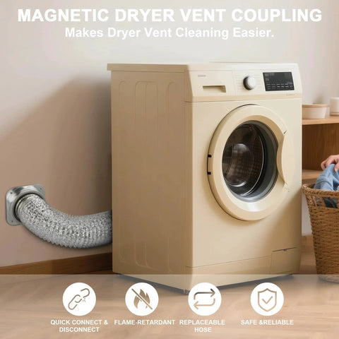 Magnetic Dryer Vent Connector Kit DV180 One Second Snap Connection Self Aligning Magnets Airtight Seal Easy to Clean includes dryer