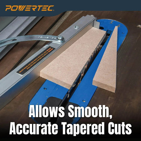 Table Saw Safety Accessories 6-Piece Set With Push Block, Push Sticks And Taper Jig for Router Tables, Bandsaws, And Jointers shown.