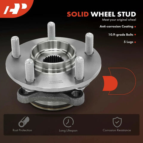 2-Pack Front Wheel Bearing And Hub Assembly 5-Lug Fit For Mitsubishi Lancer 2008-2015 AWD Only drop-in replacement