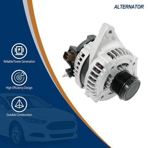 Front view of Beefed Up Replacement Alternator For Camry 2015 To 2017 And RAV4 2013 To 2018 AWD With Two Point Five L Engine 12V 125A