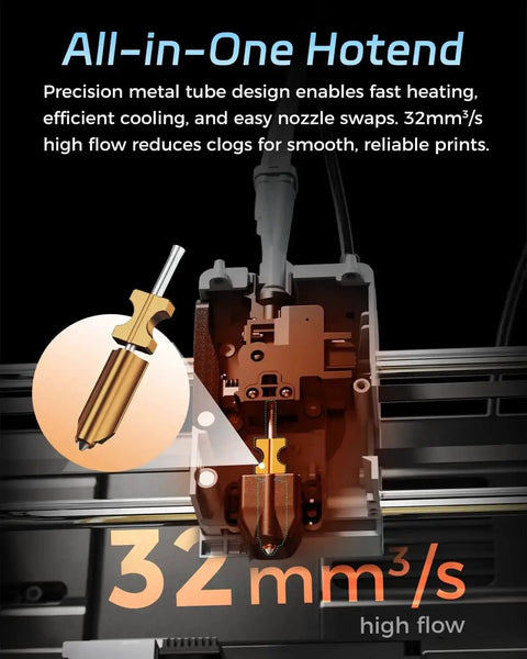 Upgraded 0.4mm Hardened Nozzle Hotend Kit With All In One Design Wear Resistant Build And High Flow 32mm3/s for 3D printers.