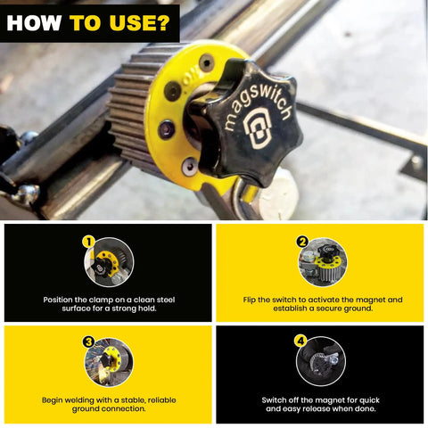 Magnetic Welding Ground Clamp Base Holder With 300 Amp Capacity Magswitch On Off Grounding Heavy Duty Clamp For Welding