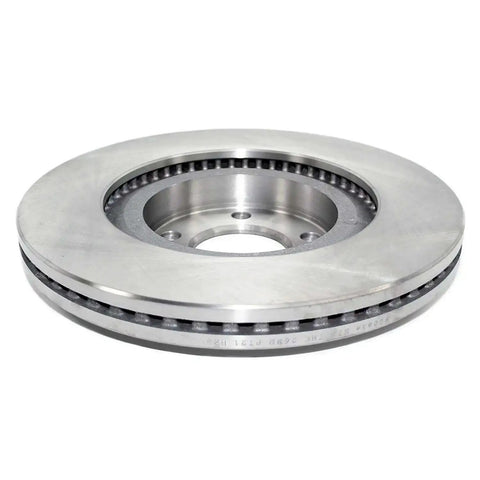 Front view of Front Vented Brake Rotor With Hub Centric Fit No Machining Required Non Directional Swirl Finish High Metallurgical Standards