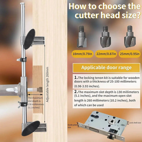 Rugged Door Mortise Lock Jig Kit For Easy Lock Installation On Wooden Doors With 18mm 22mm 25mm Tungsten Steel Cutters