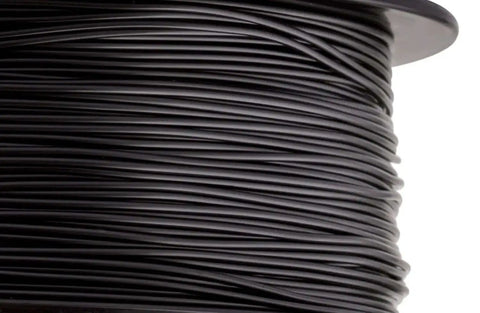 Black 1.75mm PLA 3D Printer Filament, 1 Kg Spool With Dimensional Accuracy Plus Or Minus 0.03 Mm, close-up view on spool.