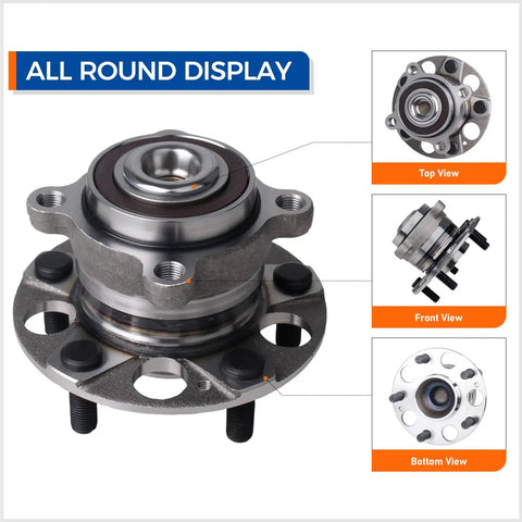 512353 Rear Wheel Hub Bearing Assembly Pair For 2009 2014 Acura TSX And 2008 2012 Honda Accord multiple views including top, front, and bottom