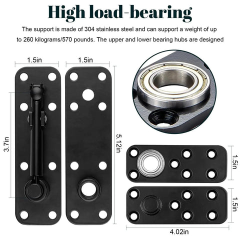 360 Degree Hidden Door Hinge With 570 Pound Load Bearing Pivot For Secret Doors And Bookcase Doors Built To Last Heavy Duty Stainless Steel Hardware That Is Rust Proof For Concealed Panels And Hidden Rooms