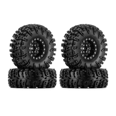 1.3 Inch Wheel Tires Set With S5 Swamp Claw Mud Terrain Tread And Aluminum Wheels For 1/18 And 1/24 RC Crawlers Like SCX24 TRX4M