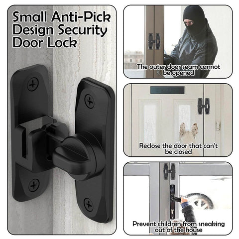 Small anti-pick design security door lock installed on various doors, showing protection against unauthorized access and child safety.