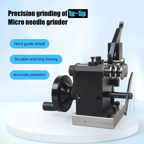 Mini Punch Grinder For CNC Lathe And Milling Tools High Precision HRV60 showing side view with roller setup and clamping mechanism