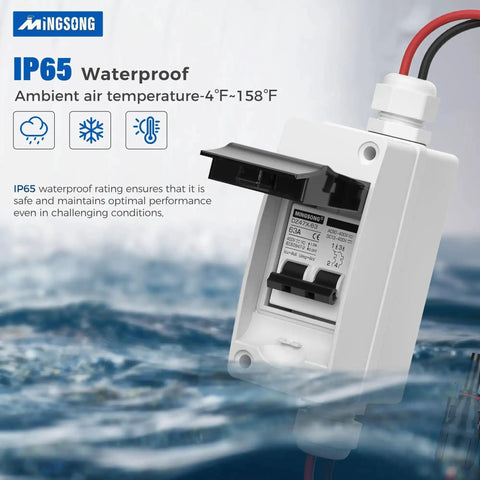 63 Amp Solar Panel Disconnect Switch For DC 12 To 400V And AC 90 To 400V Two Pole Outdoor Rugged IP65 Waterproof Box