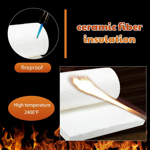 Ceramic fiber insulation blanket, white, fireproof up to 2400°F for forge and kilns