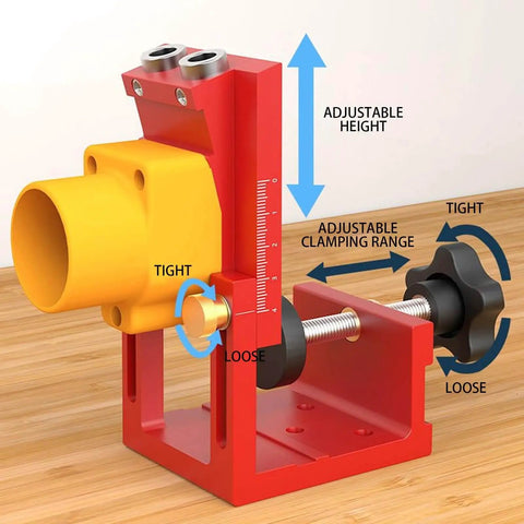 Pocket Hole Jig Adjustable Aluminum Alloy Pocket Drill Hole System for metalworking with adjustable clamping.