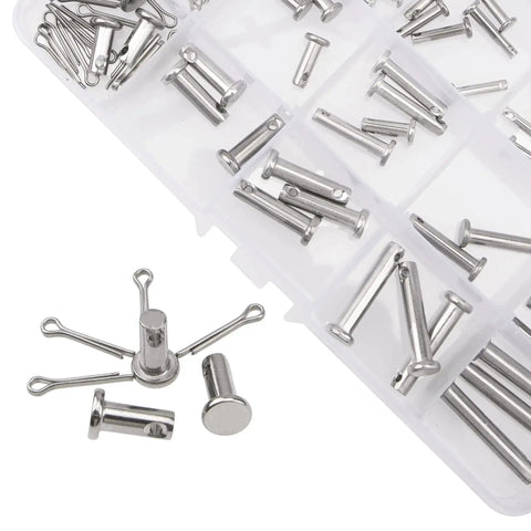 All Purpose 110Pcs 304 Stainless Steel Clevis Pins And Cotter Clip Kit For Link Hinges And T Shape Pins Flat Head Round Pins In M3 To M5 Assorted Sizes Rust Resistant For Indoor And Outdoor Use Rrina