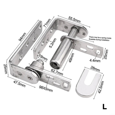 Large stainless steel self return double swing door hinge for cafe bar saloon doors, heavy duty hardware, high load capacity.