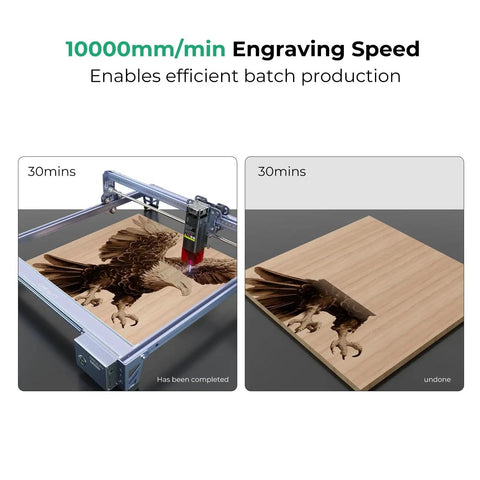 Falcon 10W Laser Engraver And Cutter With 72W Output 0.06mm Precision engraving eagle design on wood in process