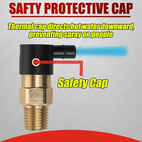 Thermal release valve for pressure washer pump with brass body and black safety cap, 1/4 in NPT, 2 pcs