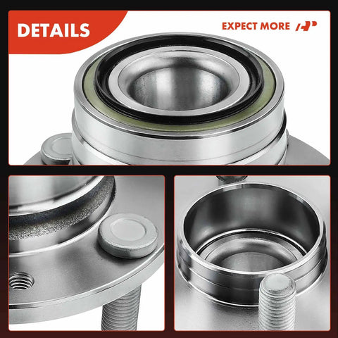 Close-up view of Rear Wheel Bearing And Hub Assembly 4-Lug Fit Ford Escort 1991-2003 Mazda Protege 1990-2003 MX-3 1992-1996 323 1989-1995 Drop-In Replacement With Bearings Easy Install
