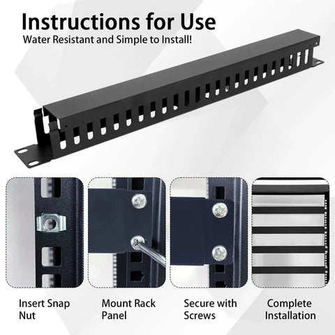 10 Pack 19 Inch Cable Management Panels With Covers And Screws For 1U 24 Slot Rack Mounts Metal Finger Duct Installation Guide