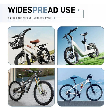 Various bicycles showcasing use of Anti Drop Bike Axle Nuts and Safety Washers Kit for Front and Rear Wheels.