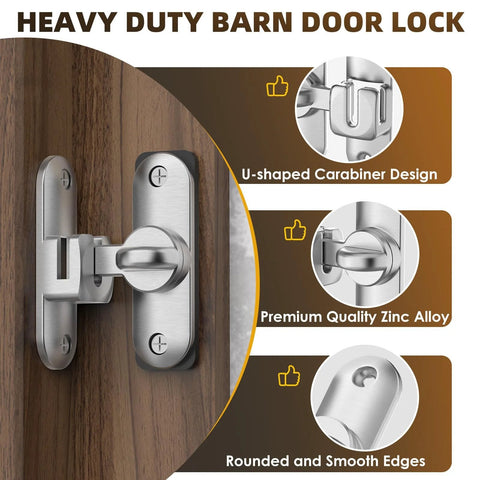 90 And 180 Degree Barn Door Lock And Latch In Zinc Alloy With Rust Proof Coating Installed On Wooden Door