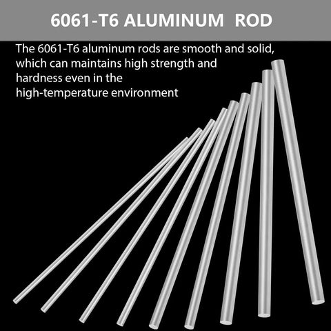 Rugged 6061 T6 Aluminum Round Rods Set, 15 Pieces, 1/8 Inch 3mm By 12 Inch 305mm Solid Shaft Bars for DIY and CNC projects