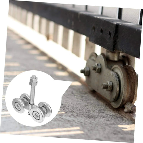 Heavy Duty Sliding Track Roller For Industrial Doors And Gates, Steel Wheel Replacement With Easy Install, showing installed view