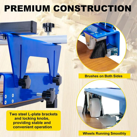 Close-up of Router Sled for Woodworking, 48 Inch Slab Flattening Jig With XYZ Axis Adjustable Guide and Knob, showing dual L-carriage features.