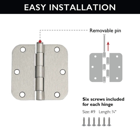 Interior Door Frame Hinges 3-Pack, Water-Resistant And Pre-Lubricated For Left Or Right Handed Doors, Steel Construction With Easy Install