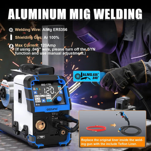 175 Amp Dual Voltage MIG Welder 110V 220V 5 In 1 Gas MIG Aluminum MIG Flux Core MIG Lift TIG And Stick Welding Machine